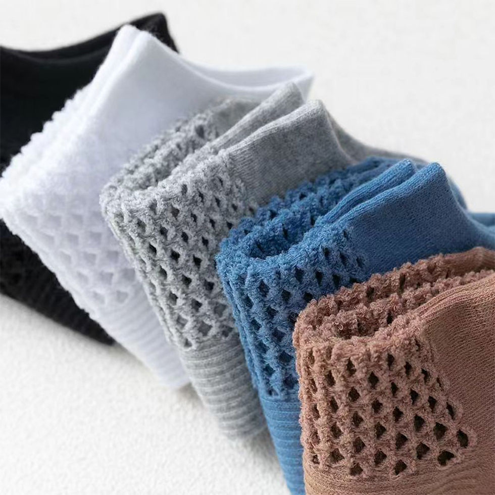 Thumbnail: 5 Pairs Men Short Socks Summer Breathable Mesh Fashion Ankle Socks 