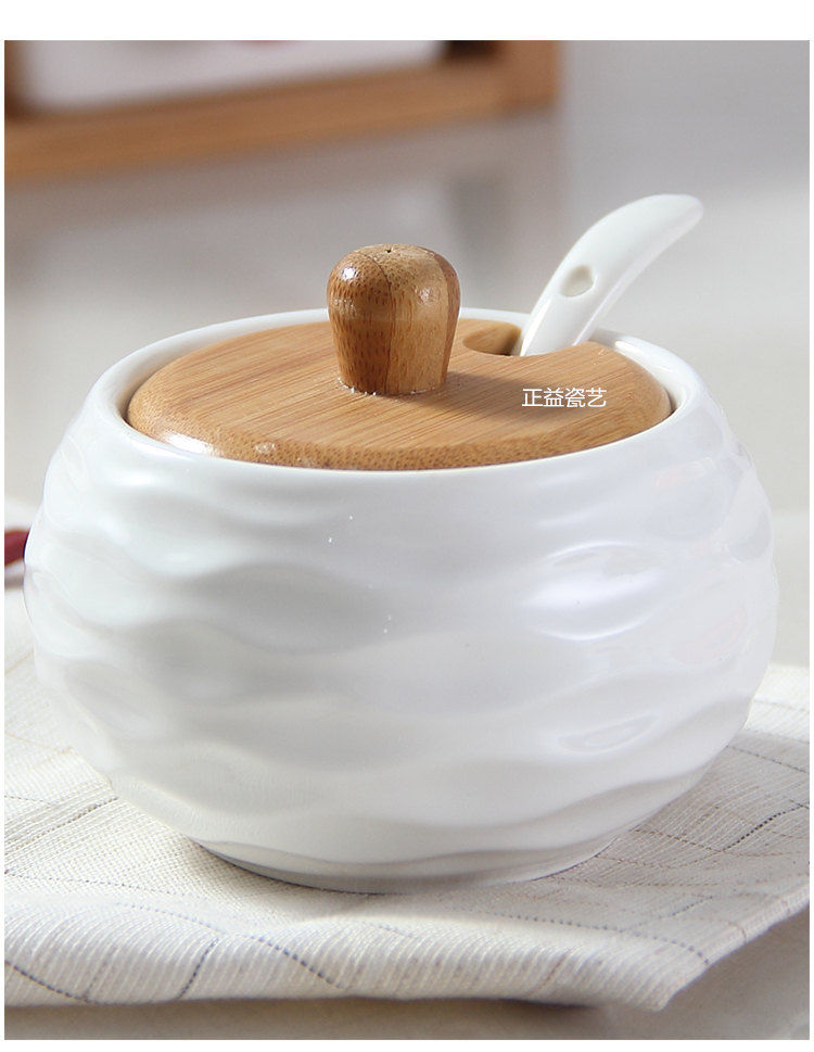 Thumbnail: Glass Seasoning Jar Set, Hollowed-out Chopstick Barrel, Bamboo Wooden Frame