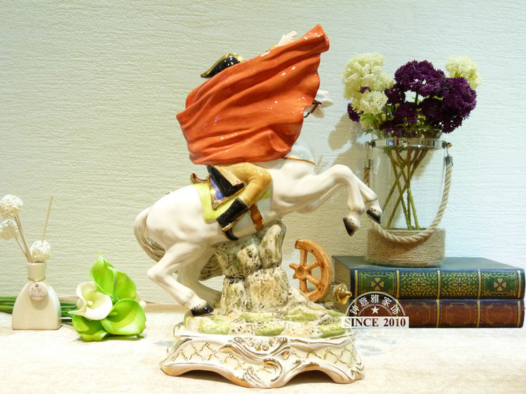 Thumbnail: RETRO TOP GRADE EUROPE CERAMIC NAPOLEON KNIGHT STATUE 