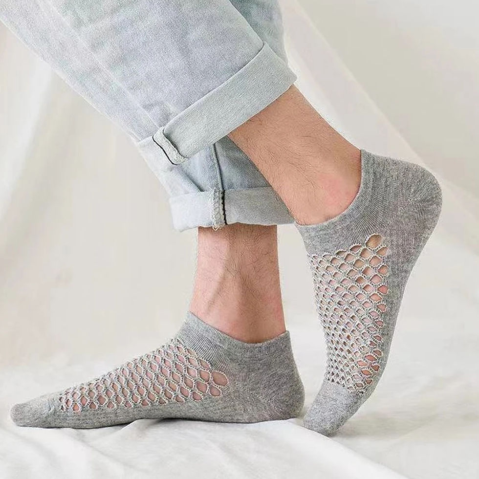 Thumbnail: 5 Pairs Men Short Socks Summer Breathable Mesh Fashion Ankle Socks 