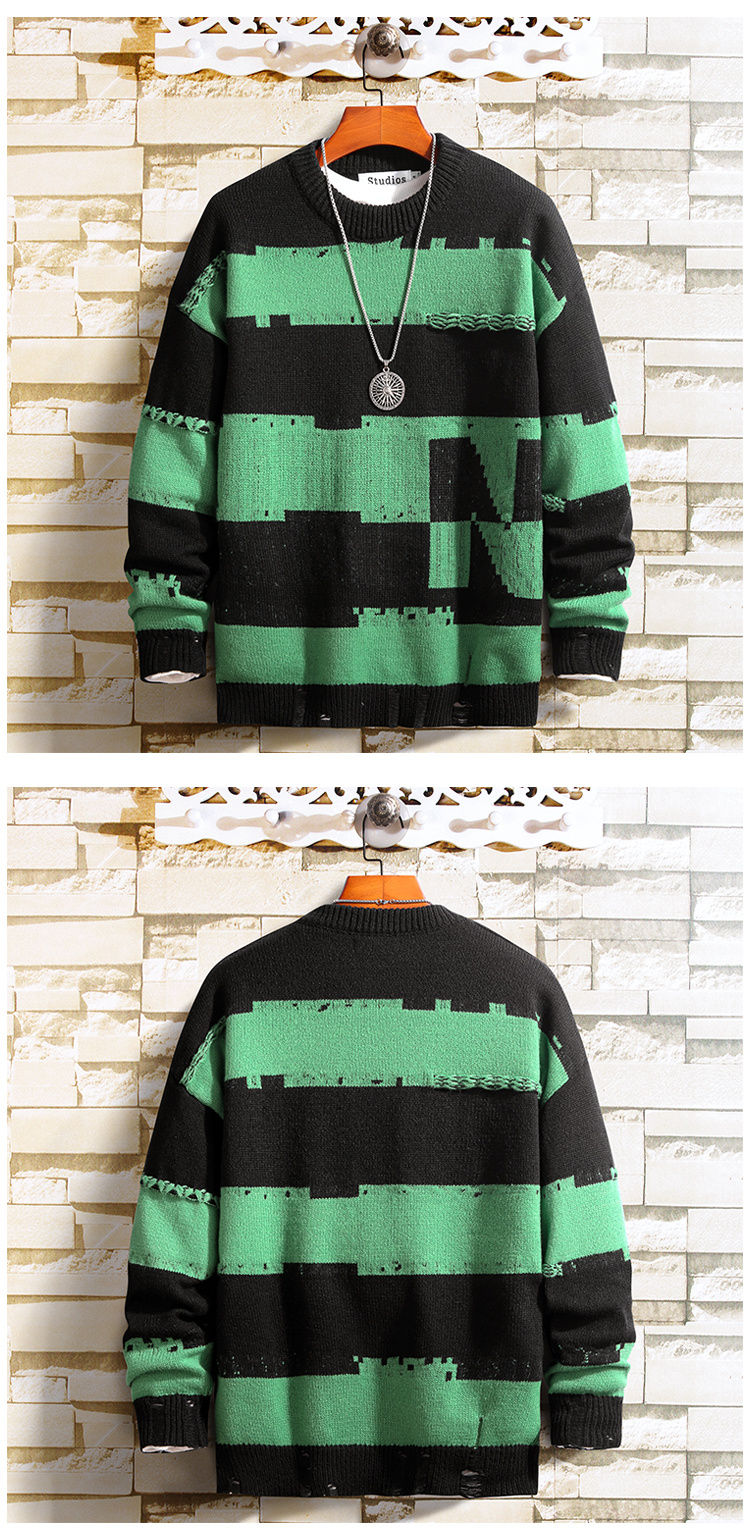 Thumbnail: Men Sweater Knitwear Top Stripe Casual Knit Vintage Jersey  