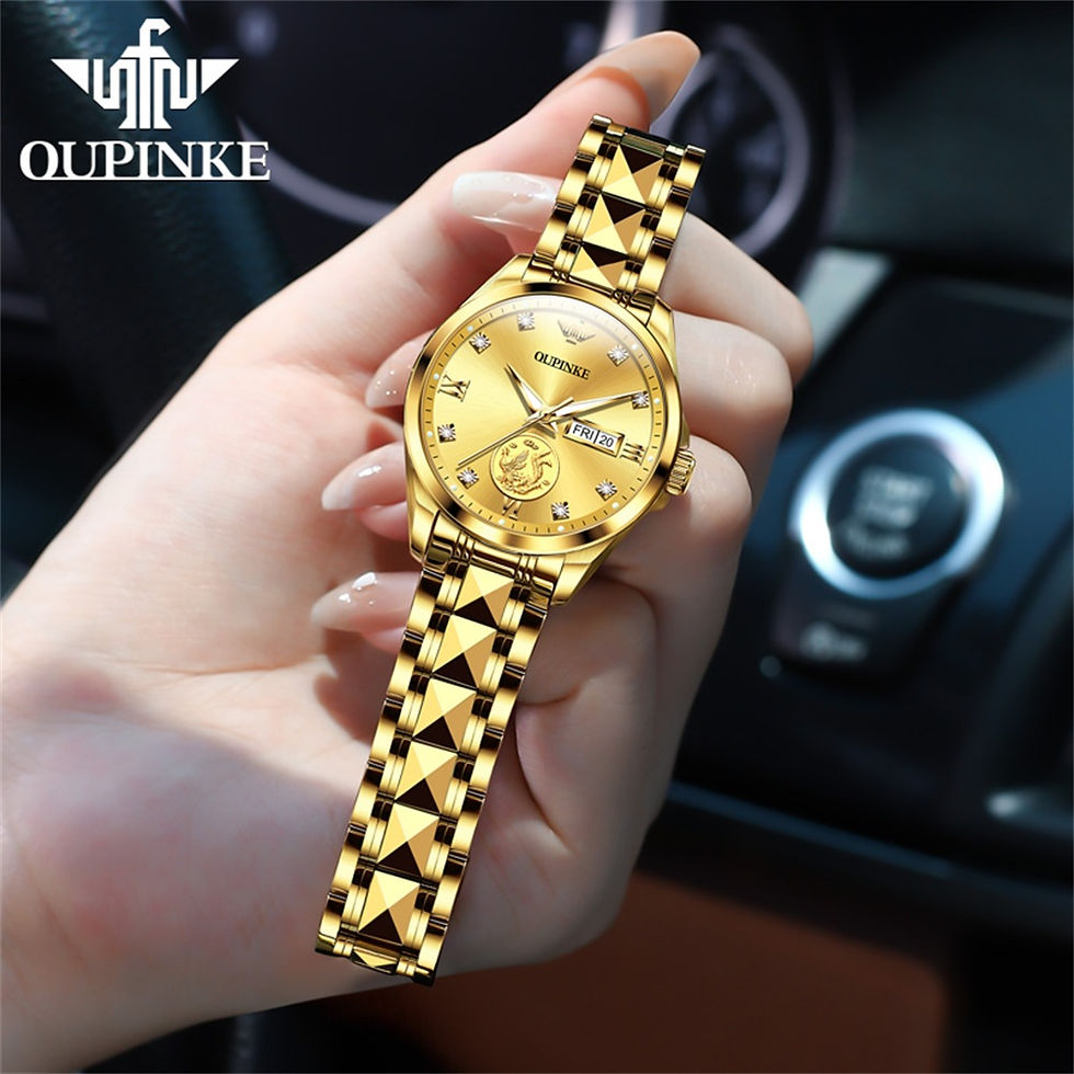 ภาพขนาดย่อ: OUPINKE Romantic Gift Box Couple Watch Sapphire Surface Real Gold Real Diamond 