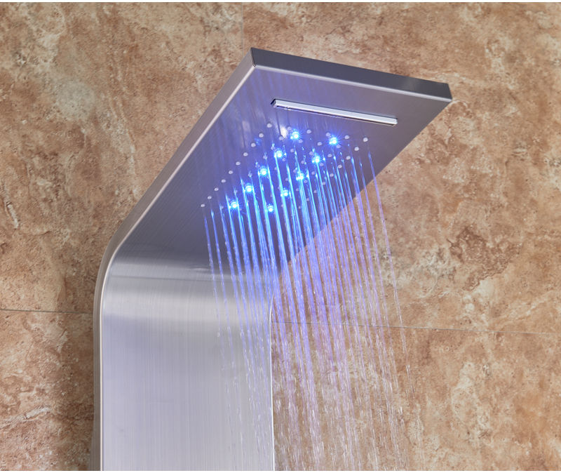 Thumbnail: Light Shower Faucet Waterfall Rain Panel Wall Shower System Spa Massage Sprayer