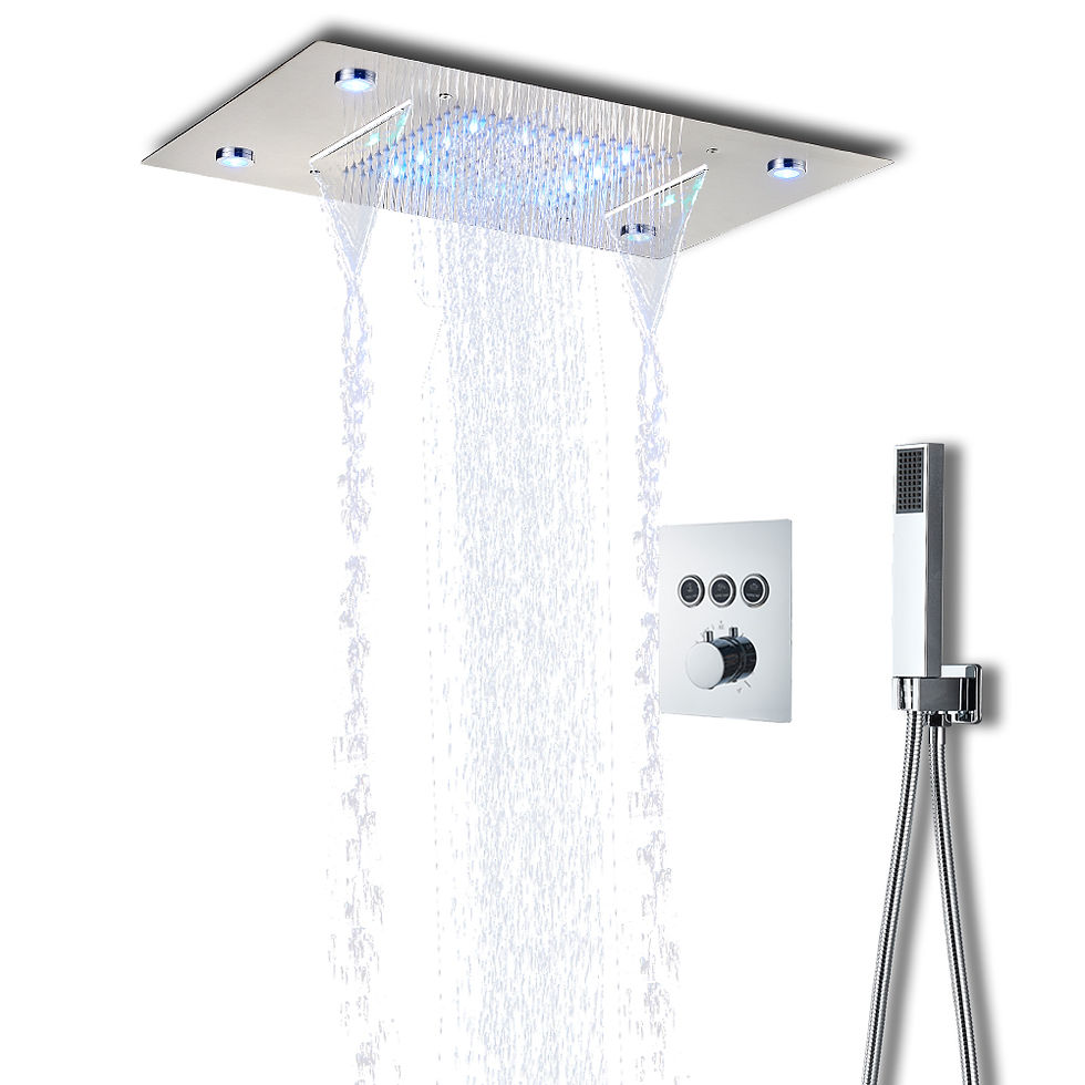 Thumbnail: LED Thermostatic Bathroom Shower Rain Waterfall Remote Control Ceiling Mounted