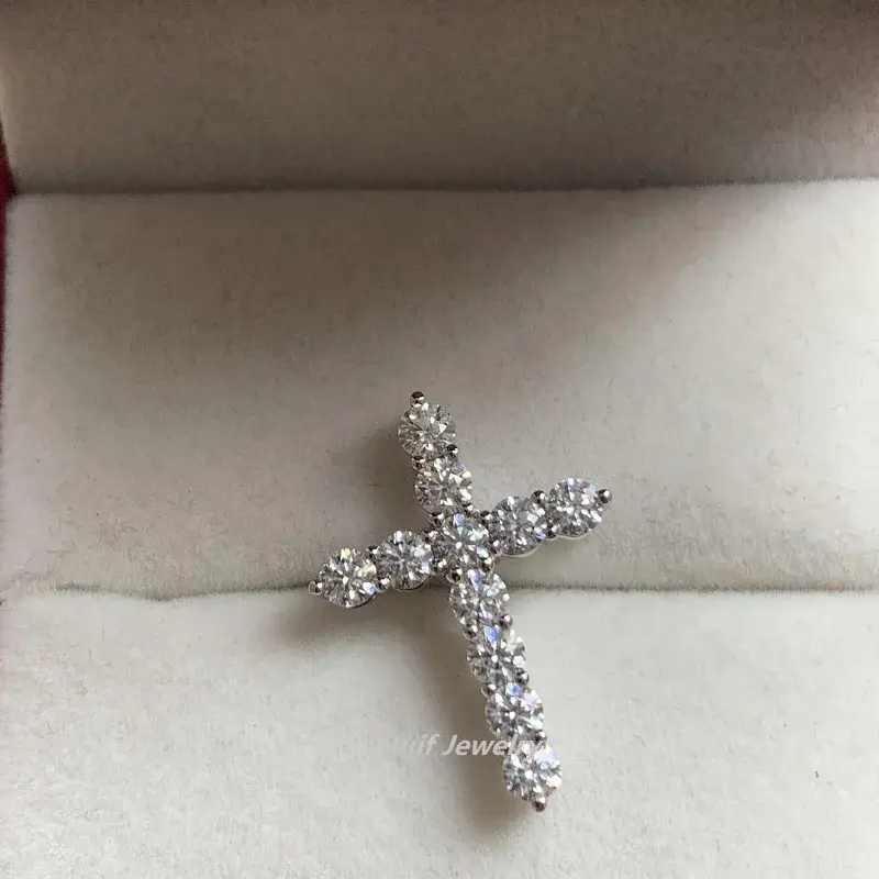 Hình thu nhỏ: 18K Solid Gold D VVS Moissanite Cross Pendant
