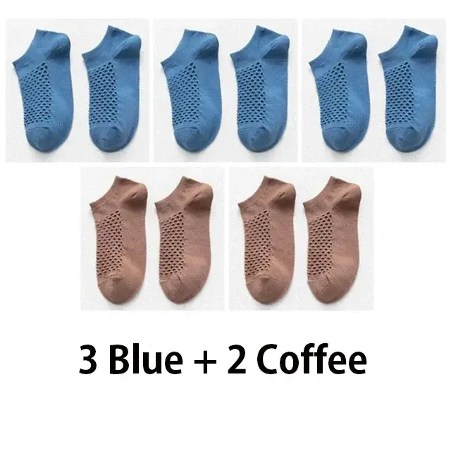 Thumbnail: 5 Pairs Men Short Socks Summer Breathable Mesh Fashion Ankle Socks 