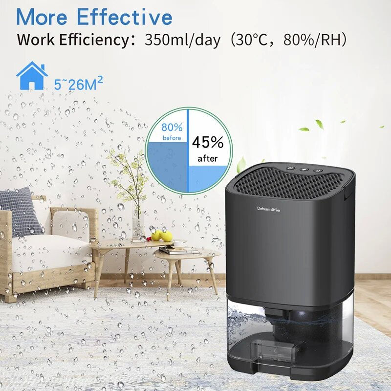 Thumbnail: Dehumidifier water tank silent moisture absorber air dehumidifier home kitchen