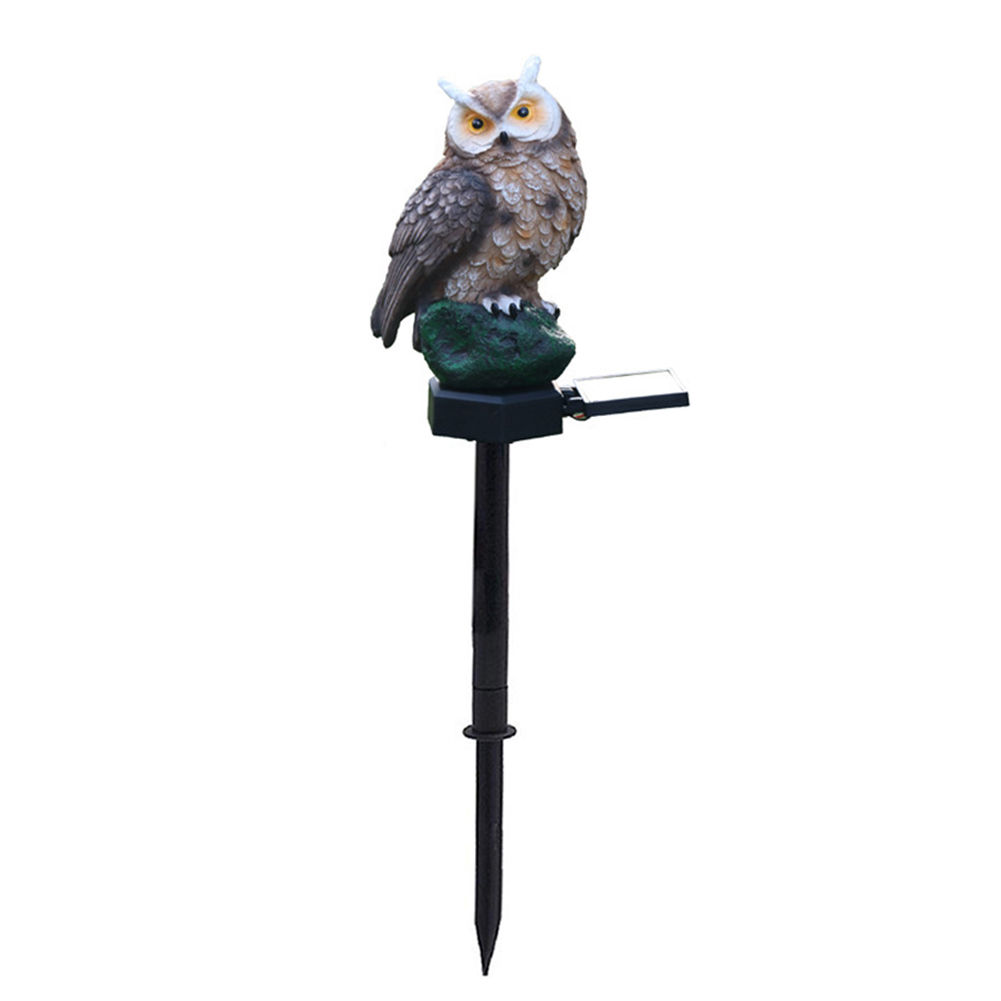 Owl Bird Night Lamp Solar Powered Yard Garden Stake Statue Exterior Light