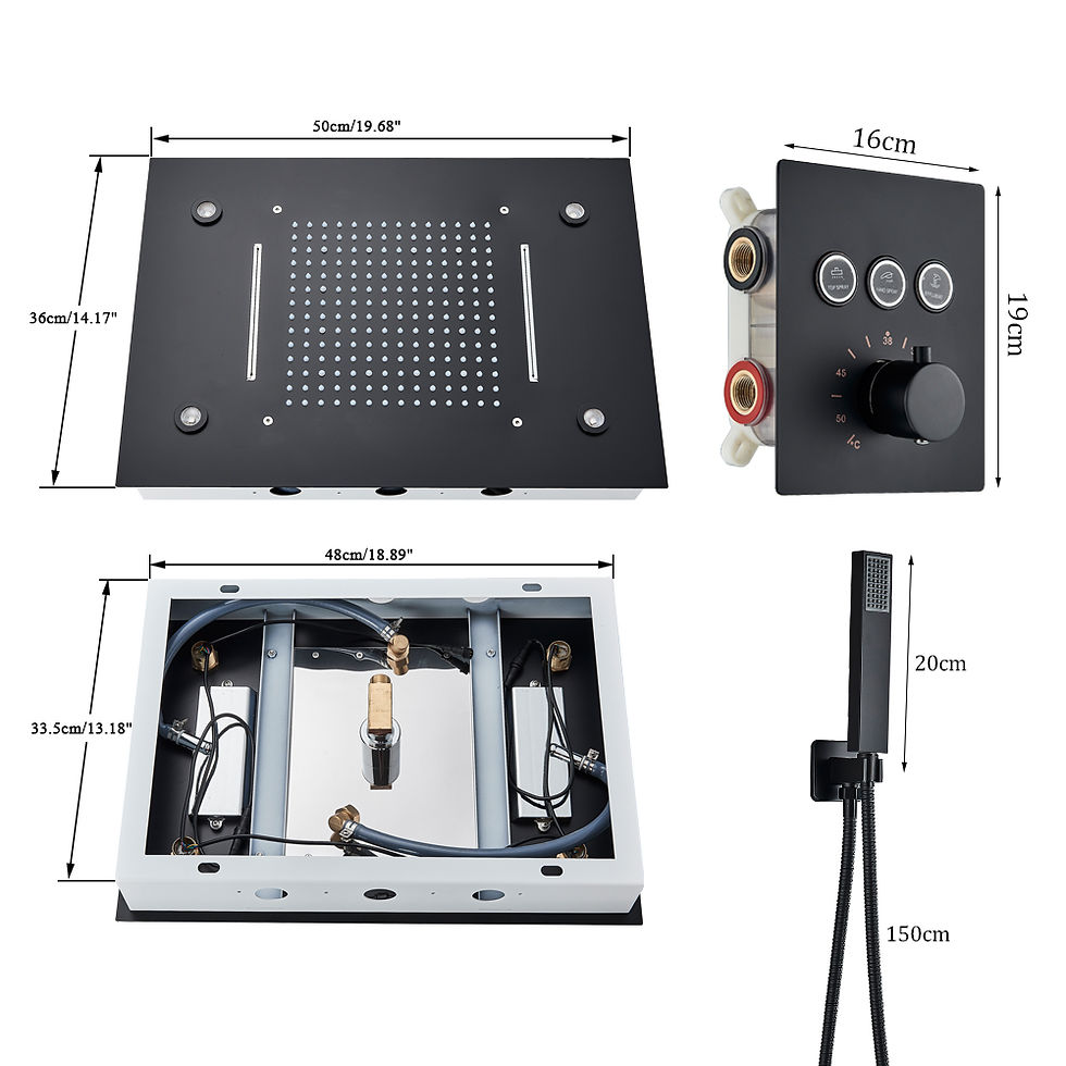 Thumbnail: LED Thermostatic Bathroom Shower Rain Waterfall Remote Control Ceiling Mounted