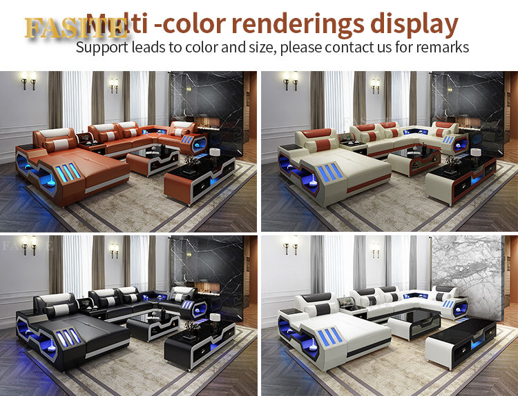 Thumbnail: Sofa sets leather modular furniture luxury live room office sectional 