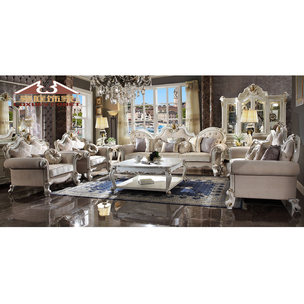 American style luxury solid wood Antique royal design carved living room sofa