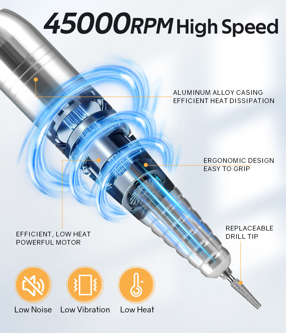 Miniatură: Nail Drill Machine Professional Nail Sander with LCD Screen Electric Foot Mode