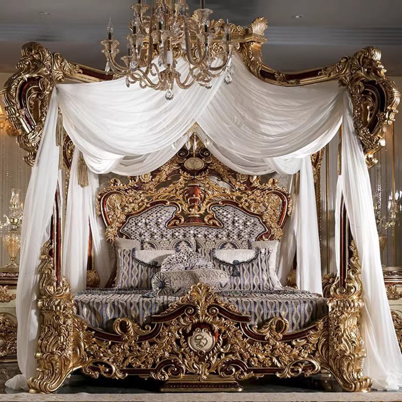 Thumbnail: Wood Bed Unique King Headboard Modern Luxury Bedroom Furniture