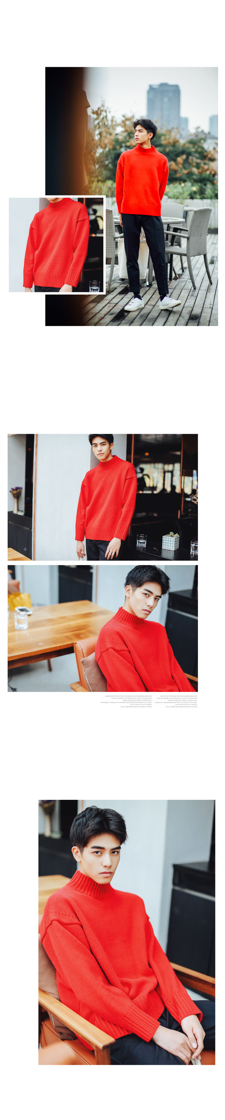 Thumbnail: Sweater Men Winter Autumn Pull Homme Slim Fit Knitted Turtleneck 