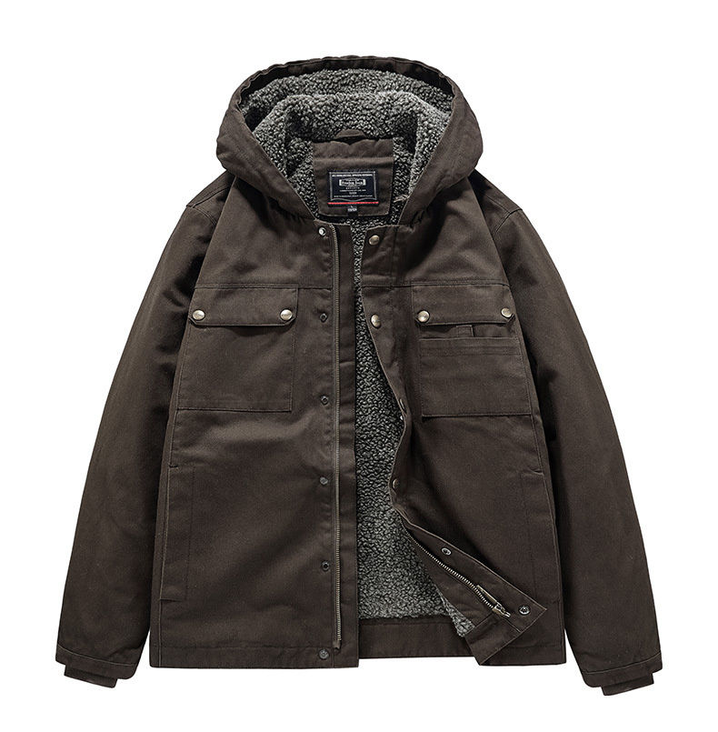 Миниатюра: Men's Cold Jackets Hunting Clothes Retro Hooded Zip-up Coat Winter Techwear