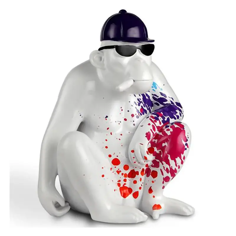 Thumbnail: Graffiti Cigar Gorilla Sculpture Monkey King Animal Figurines Home Decor Resin