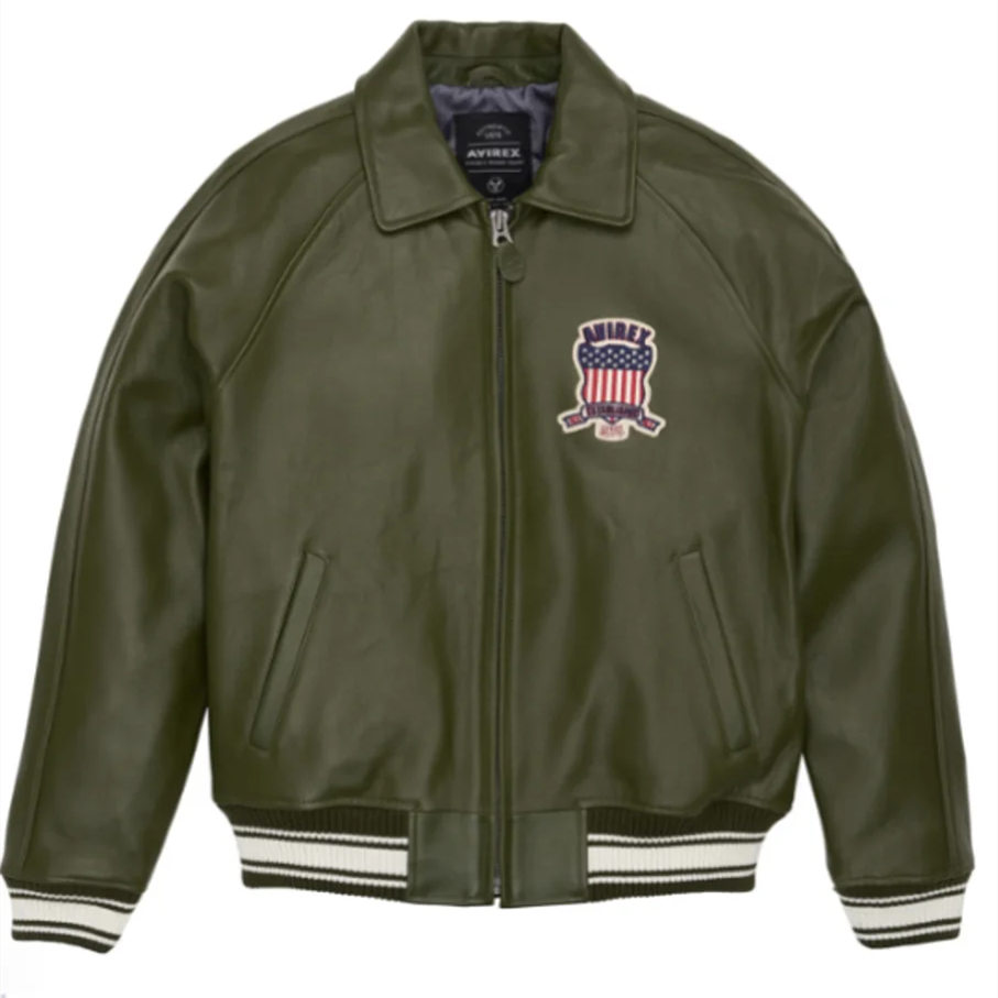 Thumbnail: Leather Flight Jacket Men's Sheepskin US Size Loose Coat