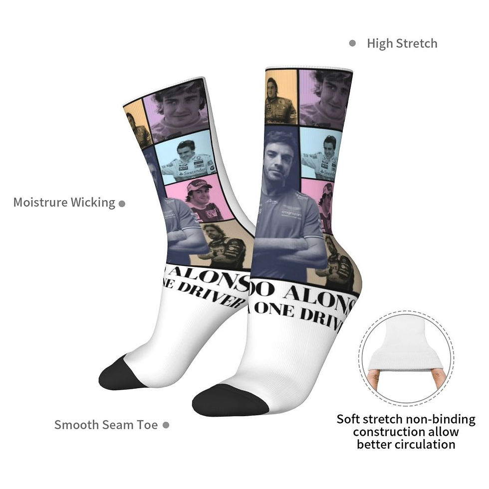 Thumbnail: Fernando Alonso Head Merch Crew Socks Skateboard Long Stockings Super Soft 