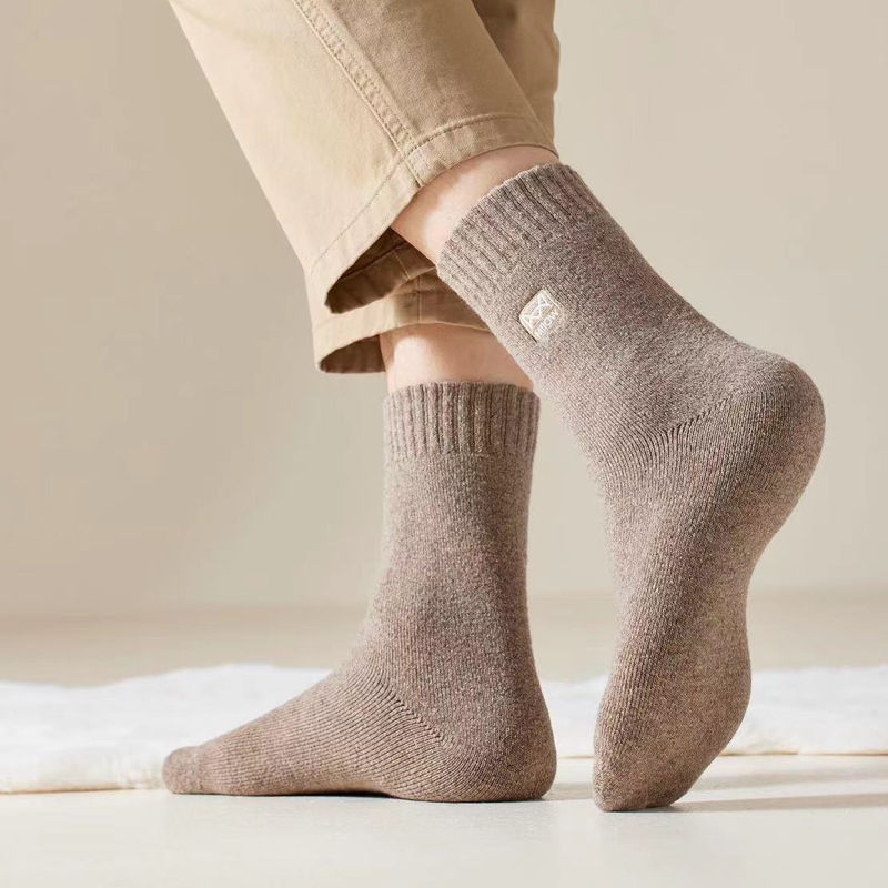 Thumbnail: MiiOW Merino Wool Socks Heated Cashmere Snow Boots Retro Brown Warm Towel Socks