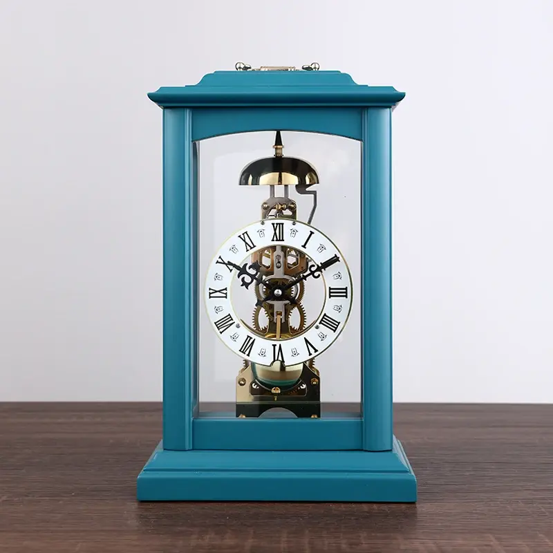 Thumbnail: Mechanical Clock Wood Retro Clocks Clockwork Silent Desk Clock Metal Vintage 