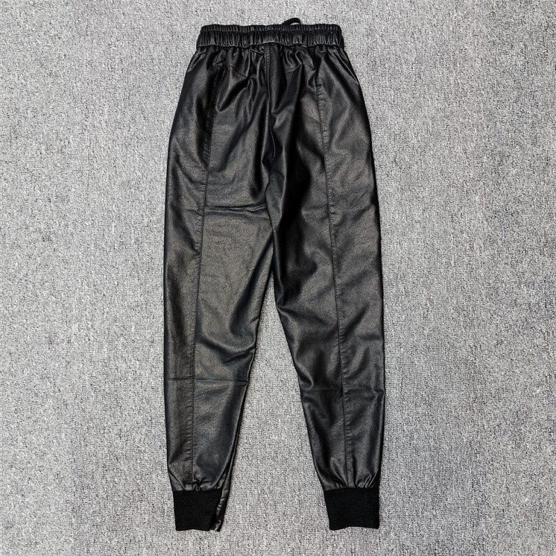 Thumbnail: Faux Leather Harem Pants Male Elastic Waist Pencil Trousers High Street Mens 