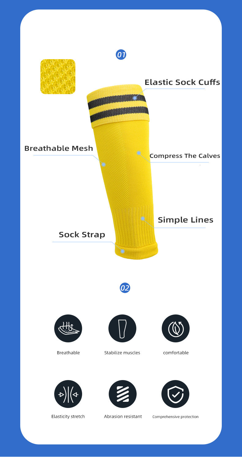 Thumbnail: New Style Adult Football Calf Socks Over-the-Knee Soccer Leggings Socks