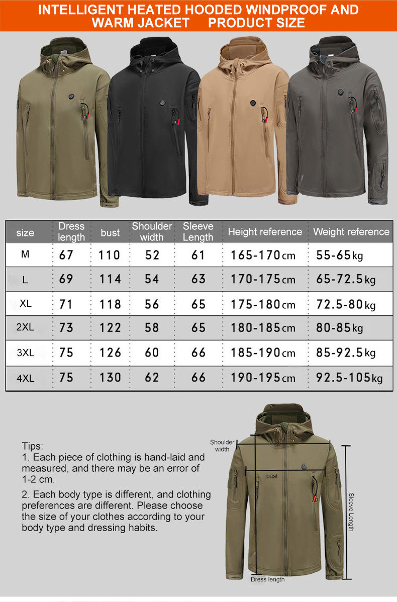 Миниатюра: Winter Electric Heating Jacket Men Women USB Smart Heated Jackets Hooded Heat 