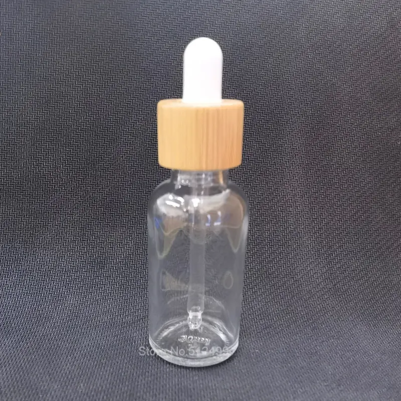 Μικρογραφία: Wholesale 5ml-100ml Dropper Bottle Bamboo Wood Lid Brown Glass Separate Bottle