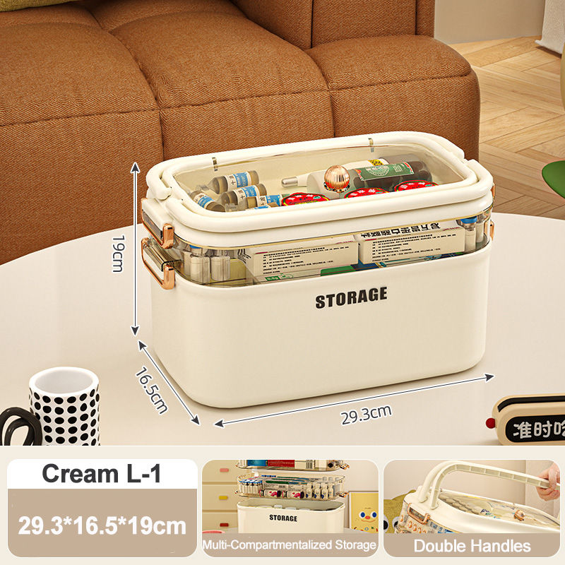 Thumbnail: Family Medicine Organizer Storage Portable Home First Aid Kit Pill Container