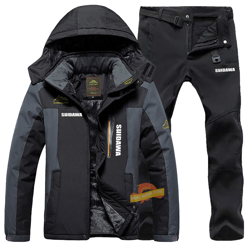 Миниатюра: Winter Plus Velvet Fishing Suits Men's Hunting Waterproof Fishing Clothes