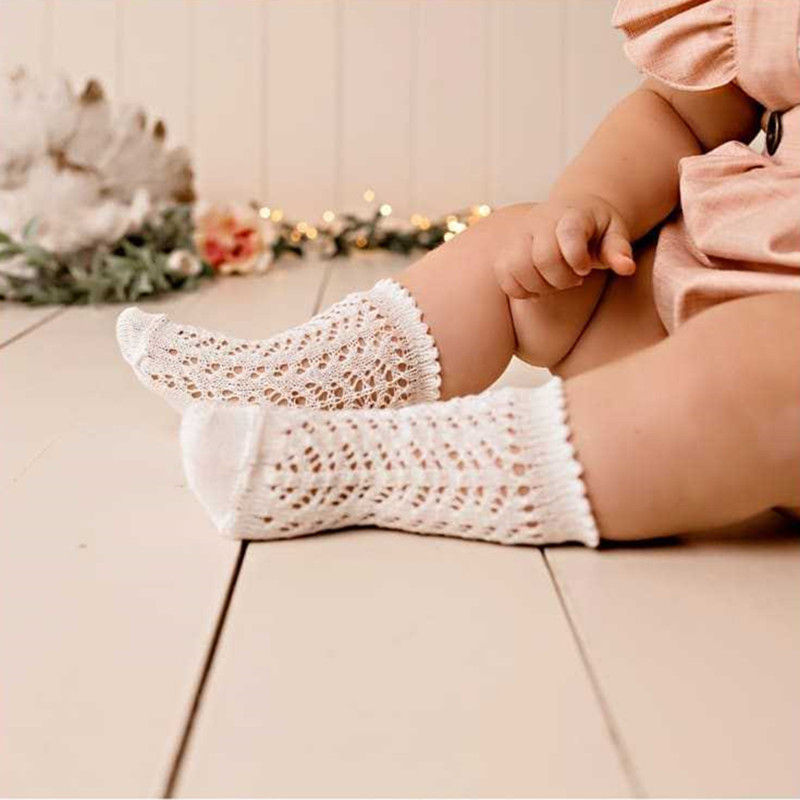 Thumbnail: Girls Mesh Kids Long Knee High Thin Soft Cotton Infant Socks