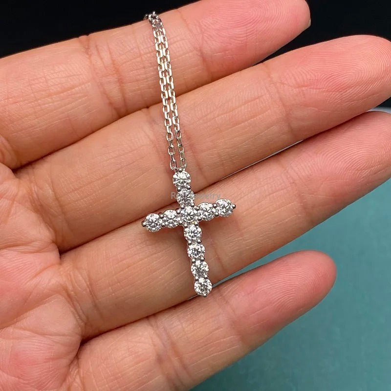 Hình thu nhỏ: 18K Solid Gold D VVS Moissanite Cross Pendant