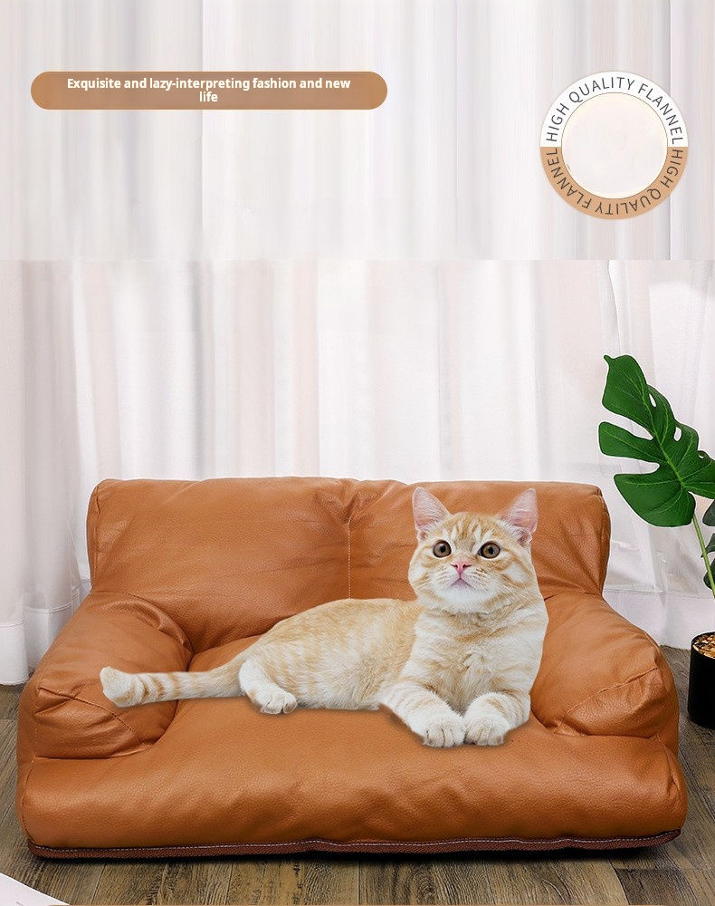 Thumbnail: Leather Pet Sofa Seasonal Universal Pet Cat Dog Sleeping Bed