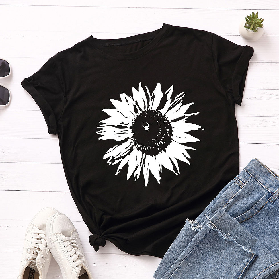 Thumbnail: Women T-shirts Tee Tops Flower Printed Woman Casual Tshirt 2024 Summer Cotton 