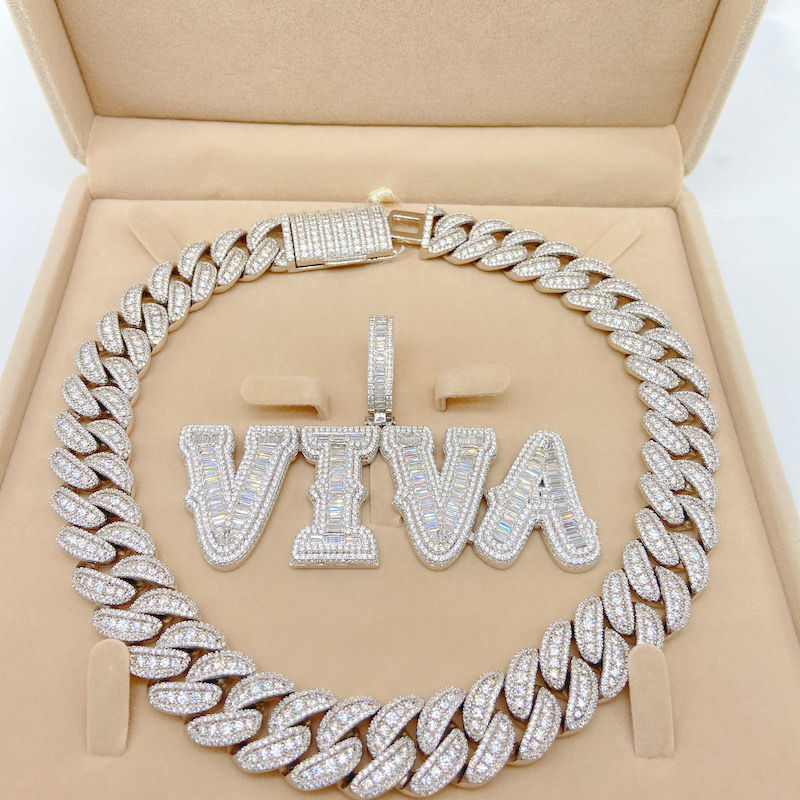 Custom Name Pendant Jewelry Solid Silver Fully Moissanite Diamond Chain