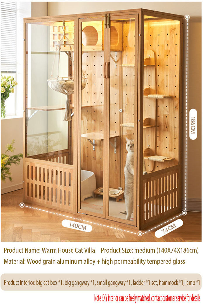 Thumbnail: Luxury Four Seasons Pet House Pine Bed Panoramic Space Villa Isolation Room 