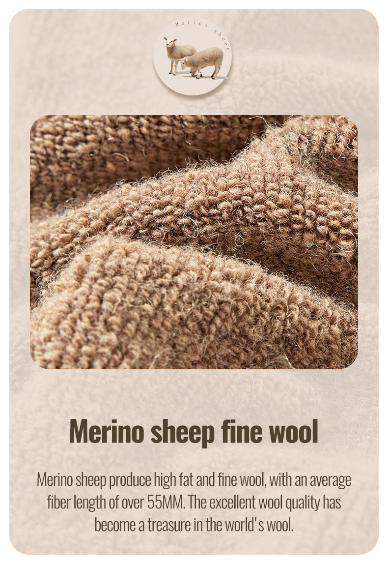 Thumbnail: MiiOW Merino Wool Socks Heated Cashmere Snow Boots Retro Brown Warm Towel Socks