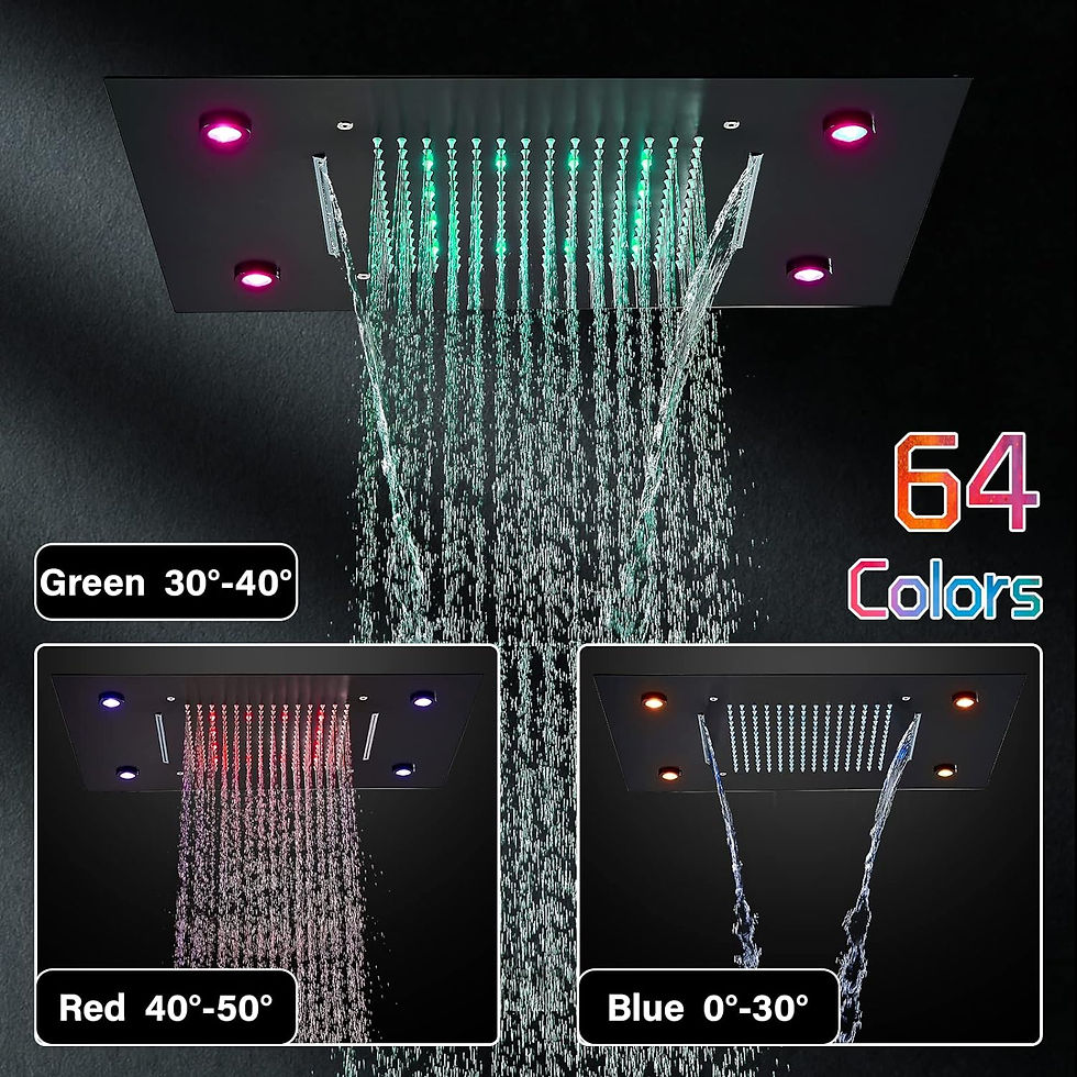 Thumbnail: LED Thermostatic Bathroom Shower Rain Waterfall Remote Control Ceiling Mounted