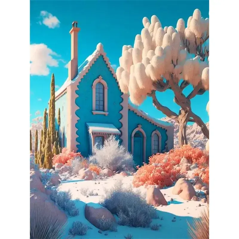 Thumbnail: Paint By Numbers Architecture Castle Landscape Picture Drawing Color Markers Oil