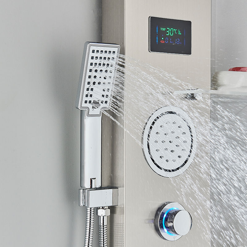 Thumbnail: Bathroom Rainfall Shower Faucet LED Shower Panel Spout Massage Jets Hand Shower