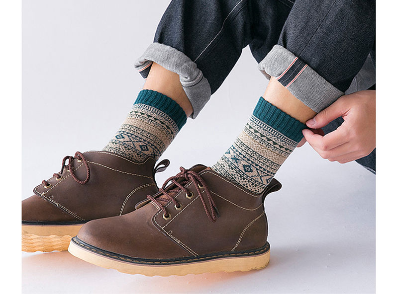 Thumbnail: 5 Pairs Winter Socks Thicken Sheep's Wool Socks Warm Retro Style Colorful