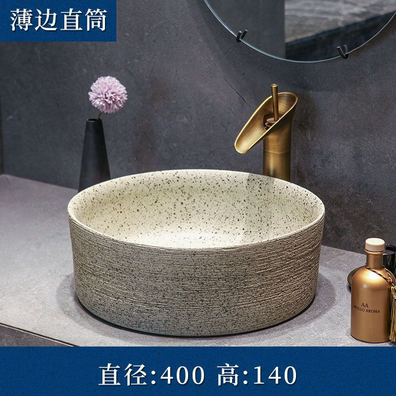 Thumbnail: Artistic Handmade Art basin Ceramic Counter Top Oval shape hand washing sink