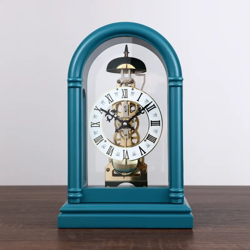 Thumbnail: Mechanical Clock Wood Retro Clocks Clockwork Silent Desk Clock Metal Vintage 