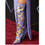 Thumbnail: Black Crystal Print Over the Knee Boots Runway Style Pointed Toe Stiletto