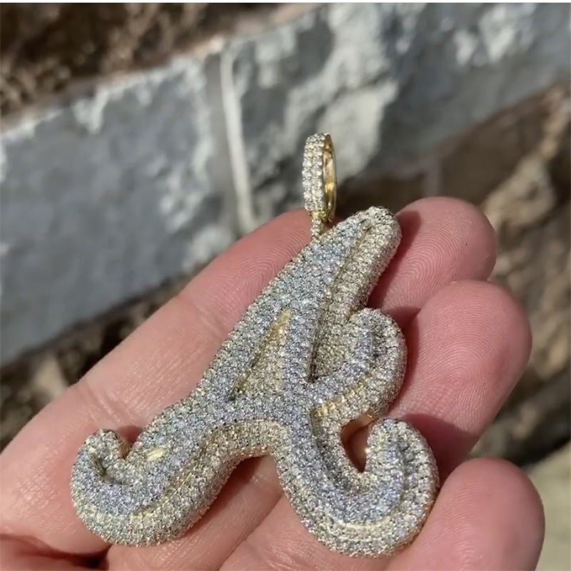 Thumbnail: Atlanta Braves Pendant Iced Out Charm Hand Setting 