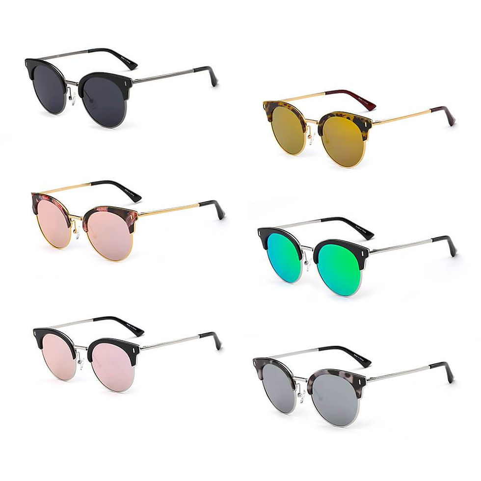 サムネイル： Biloxi -  Women Half Frame Round Cat Eye Polarized Sunglasses