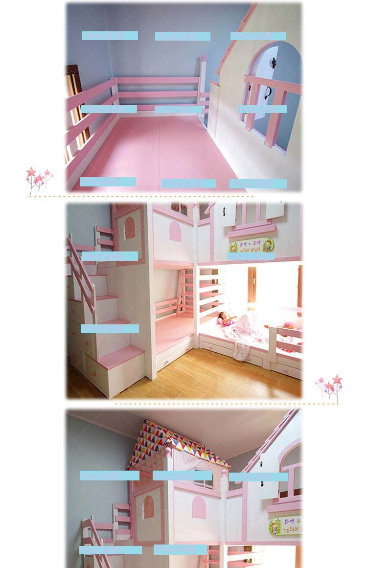 Miniatura: All solid wood children's bunk bed multifunctional children's castle slide bed