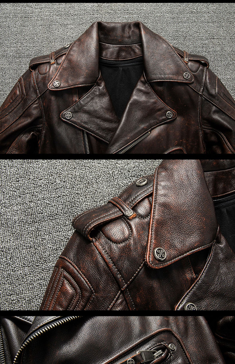 Thumbnail: Cowhide Leather men's Motorcycle Jacket Added Protective Short Leather