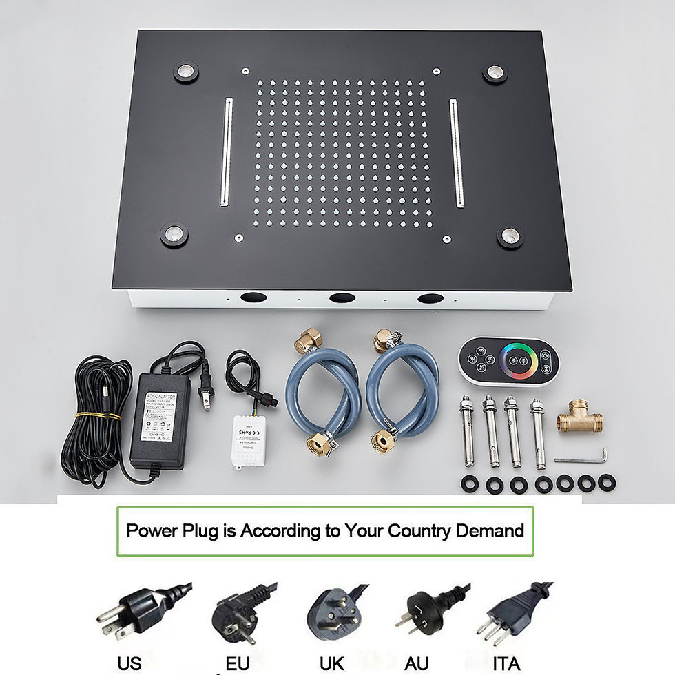 Thumbnail: LED Thermostatic Bathroom Shower Rain Waterfall Remote Control Ceiling Mounted