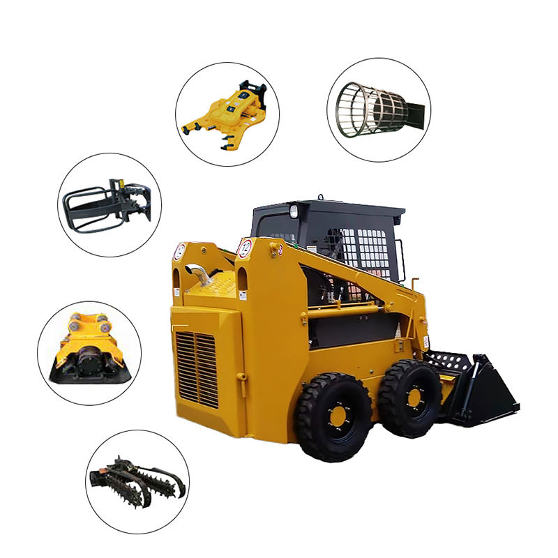 Thumbnail: Cheap Diesel Skid Steer Loaders Mini Skid steer Wheel Loader For Sale